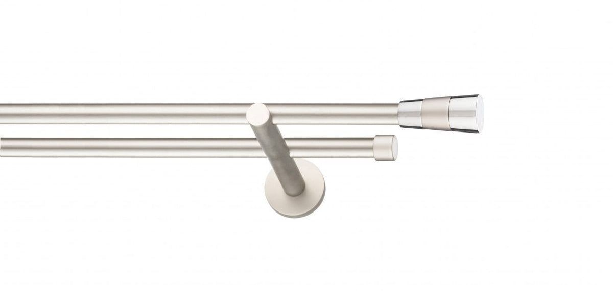 Galerie Metalică Doris, dublă, modern, fără inele, 16mm, satin nichel (argintiu mat)