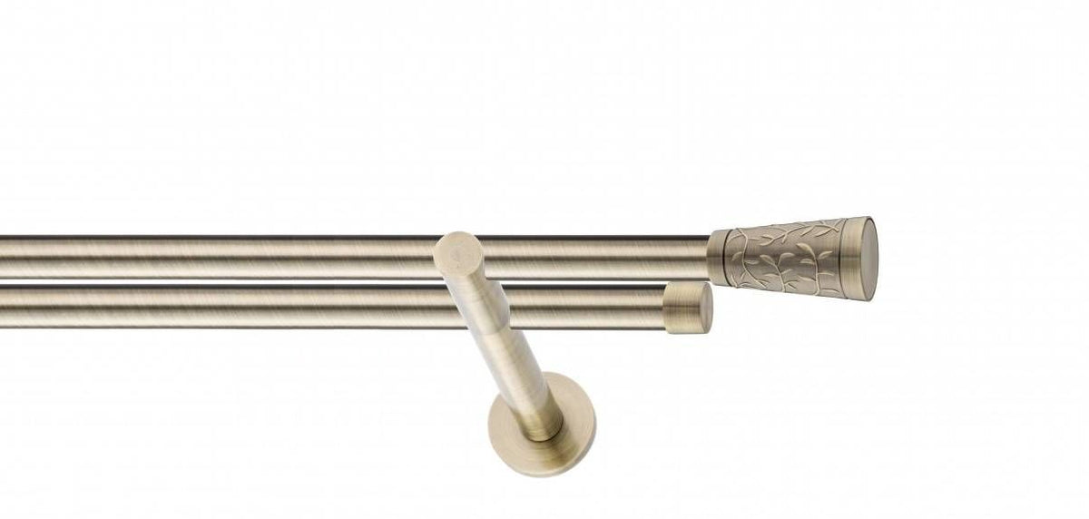 Galerie Metalică Sevilla, dublă, modern, fără inele, 19mm, antique brass (auriu antic)