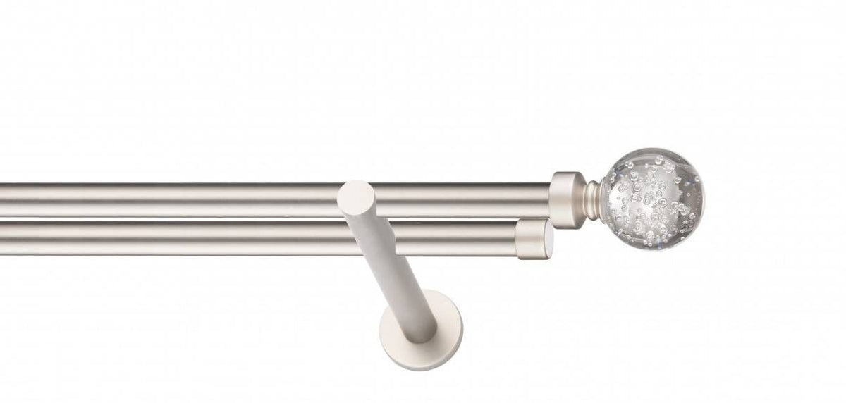 Galerie Metalică Buble, dublă, modern, fără inele, 19mm, satin nichel (argintiu mat)