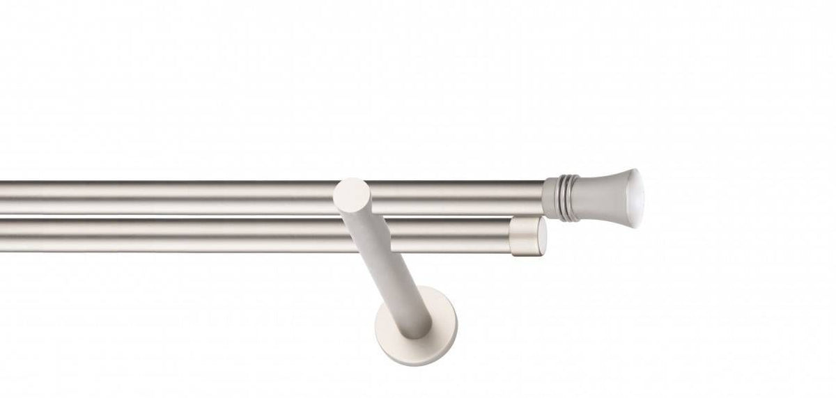 Galerie Metalică Capri, dublă, modern, fără inele, 19mm, satin nichel (argintiu mat)
