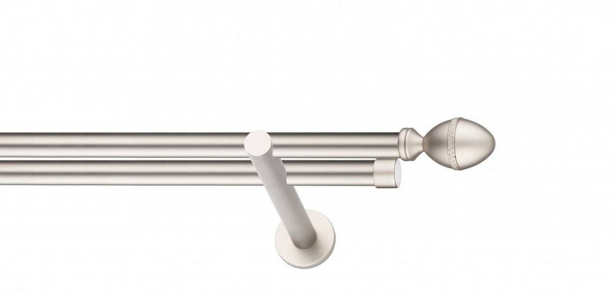 Galerie Metalică Cezar, dublă, modern, fără inele, 19mm, satin nichel (argintiu mat)