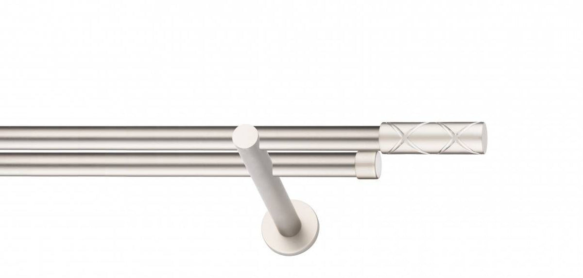 Galerie Metalică Ciel, dublă, modern, fără inele, 19mm, satin nichel (argintiu mat)