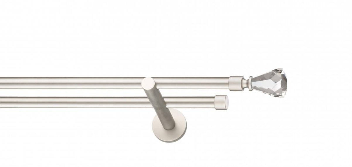 Galerie Metalică Cristal Conic, dublă, modern, fără inele, 19mm, satin nichel (argintiu mat)