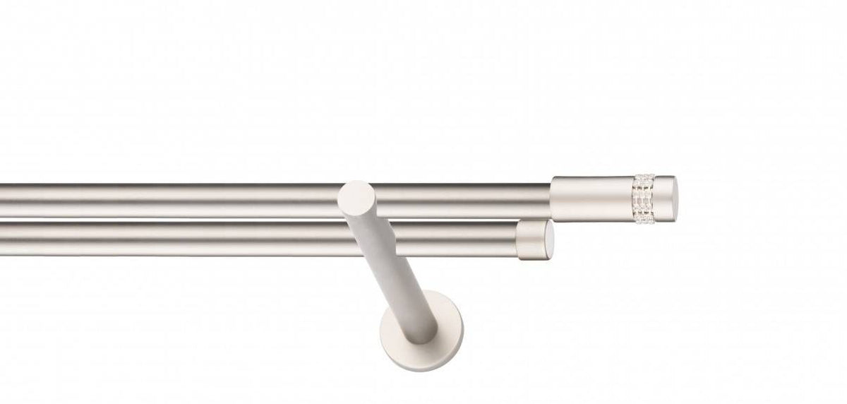 Galerie Metalică Dios, dublă, modern, fără inele, 19mm, satin nichel (argintiu mat)
