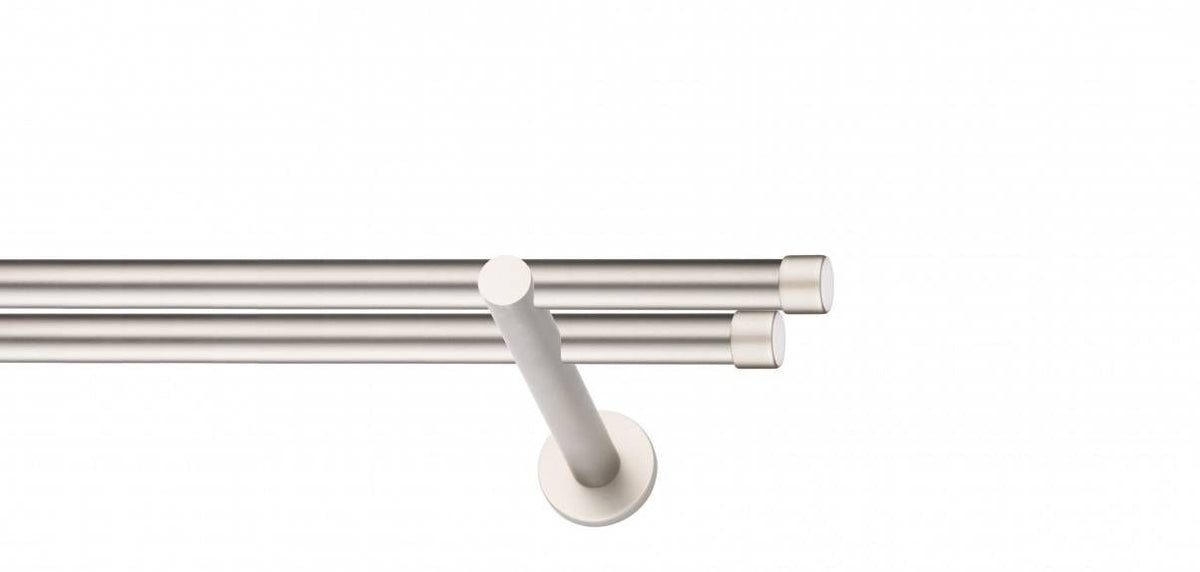 Galerie Metalică Luna, dublă, modern, fără inele, 19mm, satin nichel (argintiu mat)