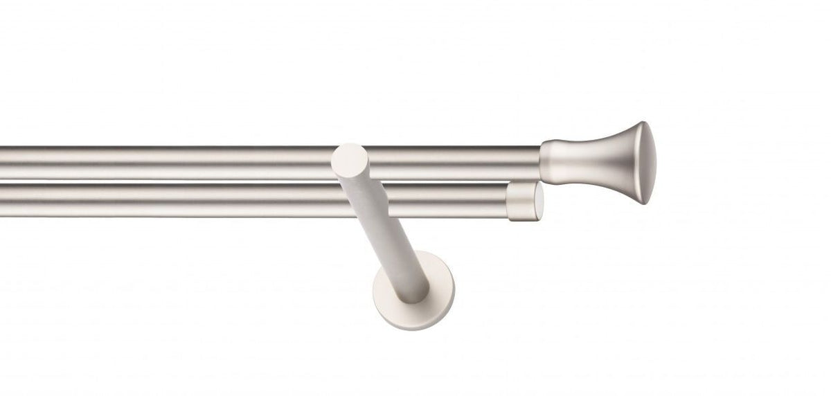 Galerie Metalică Monaco, dublă, modern, fără inele, 19mm, satin nichel (argintiu mat)
