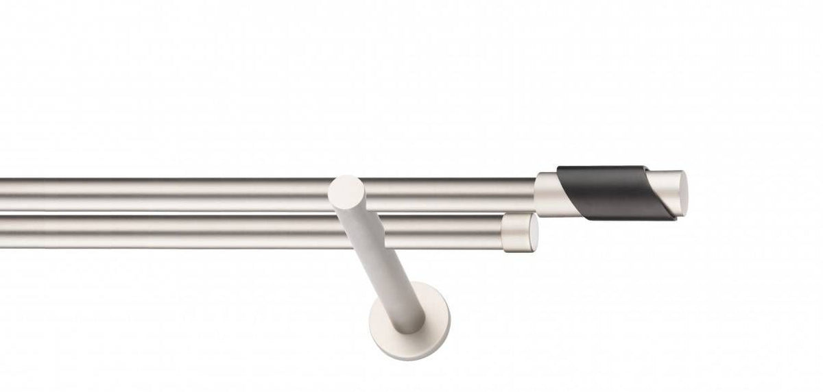 Galerie Metalică Paris, dublă, modern, fără inele, 19mm, satin nichel (argintiu mat)