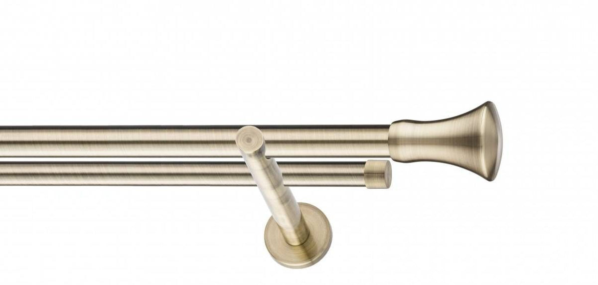 Galerie Metalică Monaco, dublă, modern, fără inele, 25mm, antique brass (auriu antic)