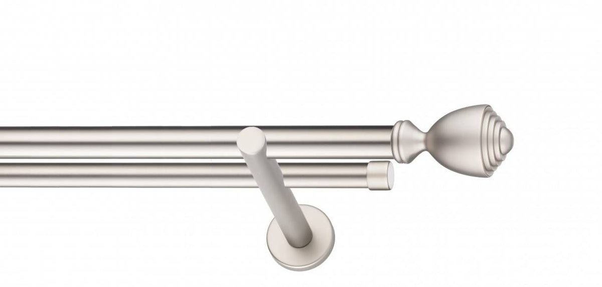 Galerie Metalică Avanti, dublă, modern, fără inele, 25mm, satin nichel (argintiu mat)