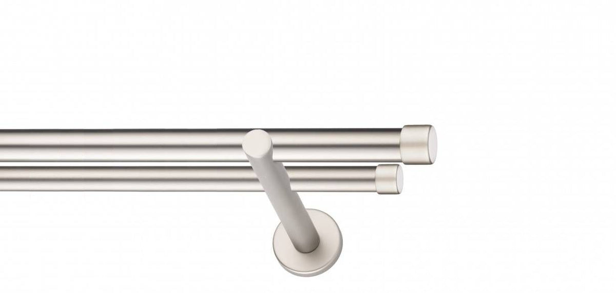 Galerie Metalică Luna, dublă, modern, fără inele, 25mm, satin nichel (argintiu mat)