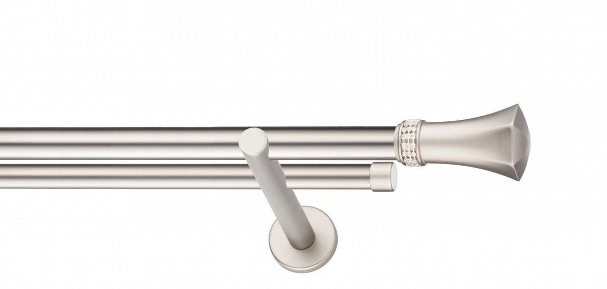 Galerie Metalică Montana, dublă, modern, fără inele, 25mm, satin nichel (argintiu mat)