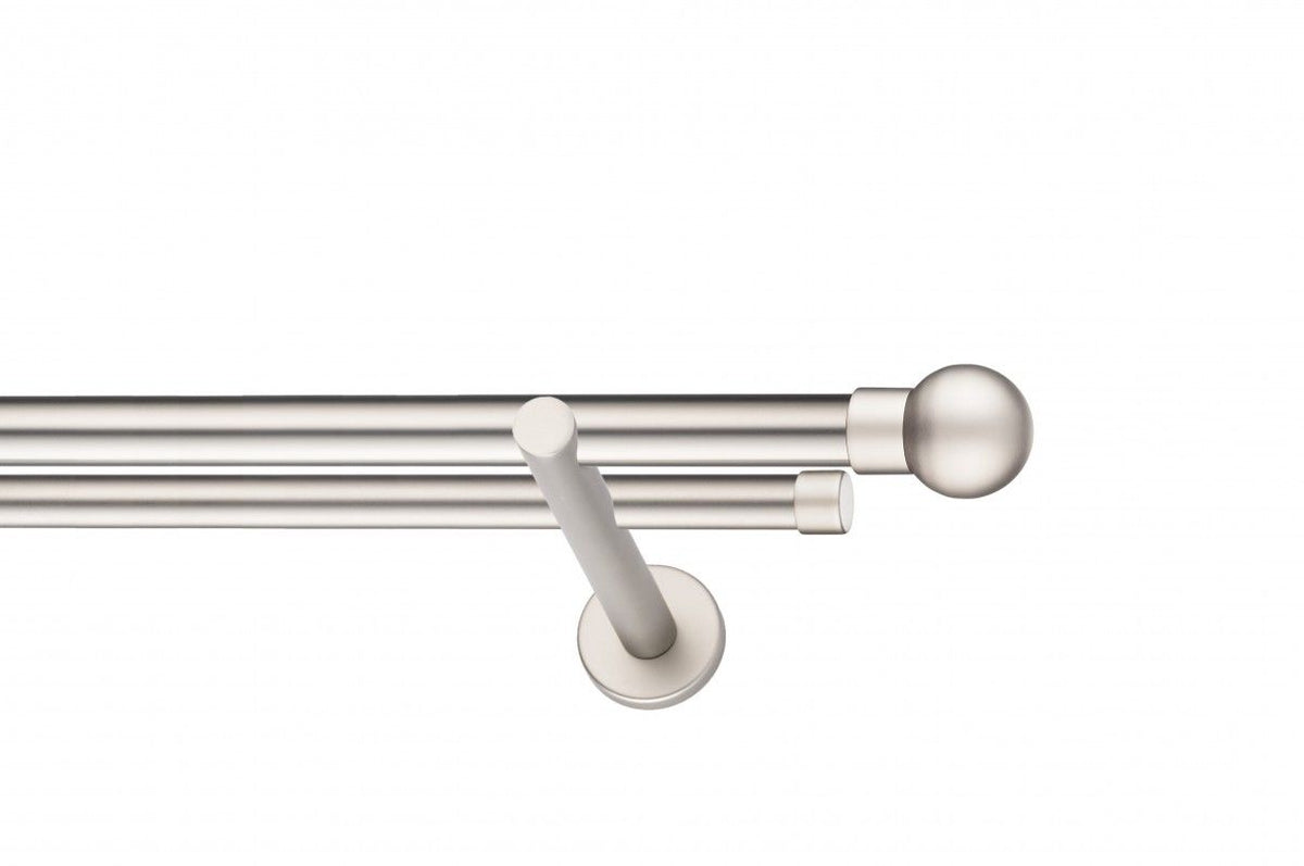 Galerie Metalică Sfera, dublă, modern, fără inele, 25mm, satin nichel (argintiu mat)