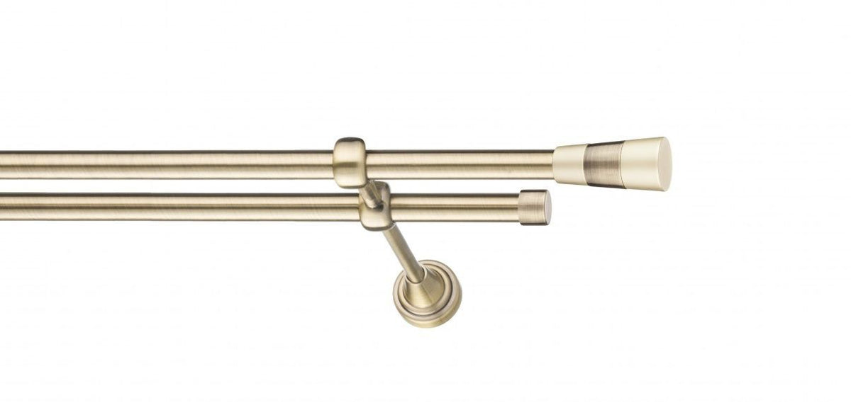 Galerie Metalică Doris, dublă, clasic, fără inele, 16mm, antique brass (auriu antic)