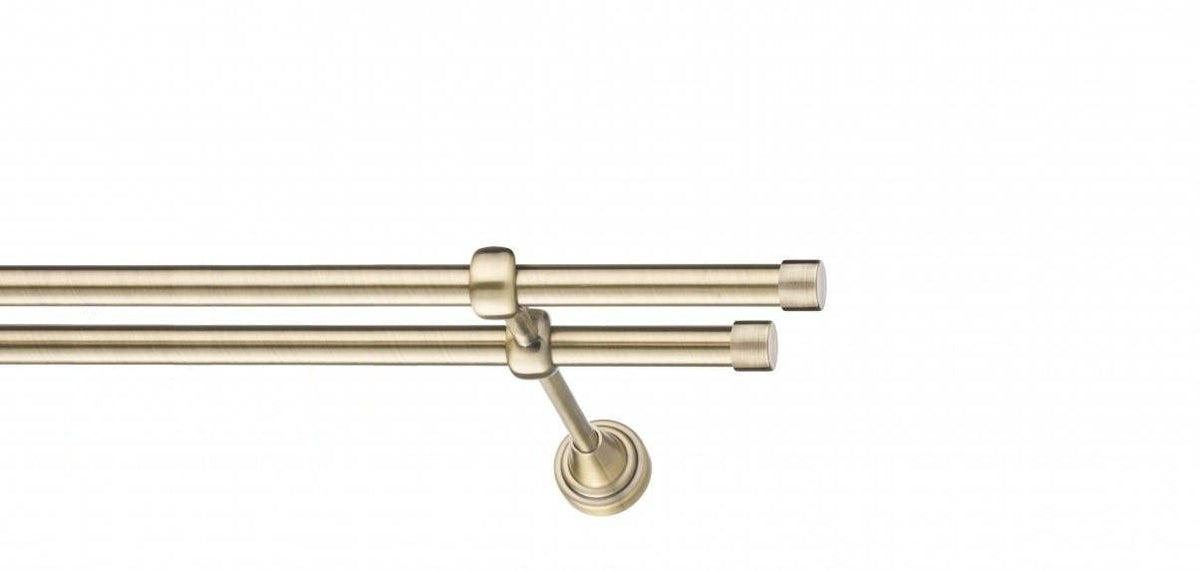 Galerie Metalică Luna, dublă, clasic, fără inele, 16mm, antique brass (auriu antic)