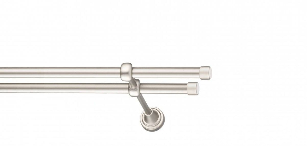 Galerie Metalică Luna, dublă, clasic, fără inele, 16mm, satin nichel (argintiu mat)
