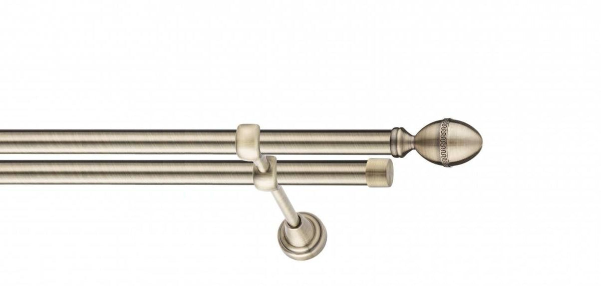 Galerie Metalică Cezar, dublă, clasic, fără inele, 19mm, antique brass (auriu antic)