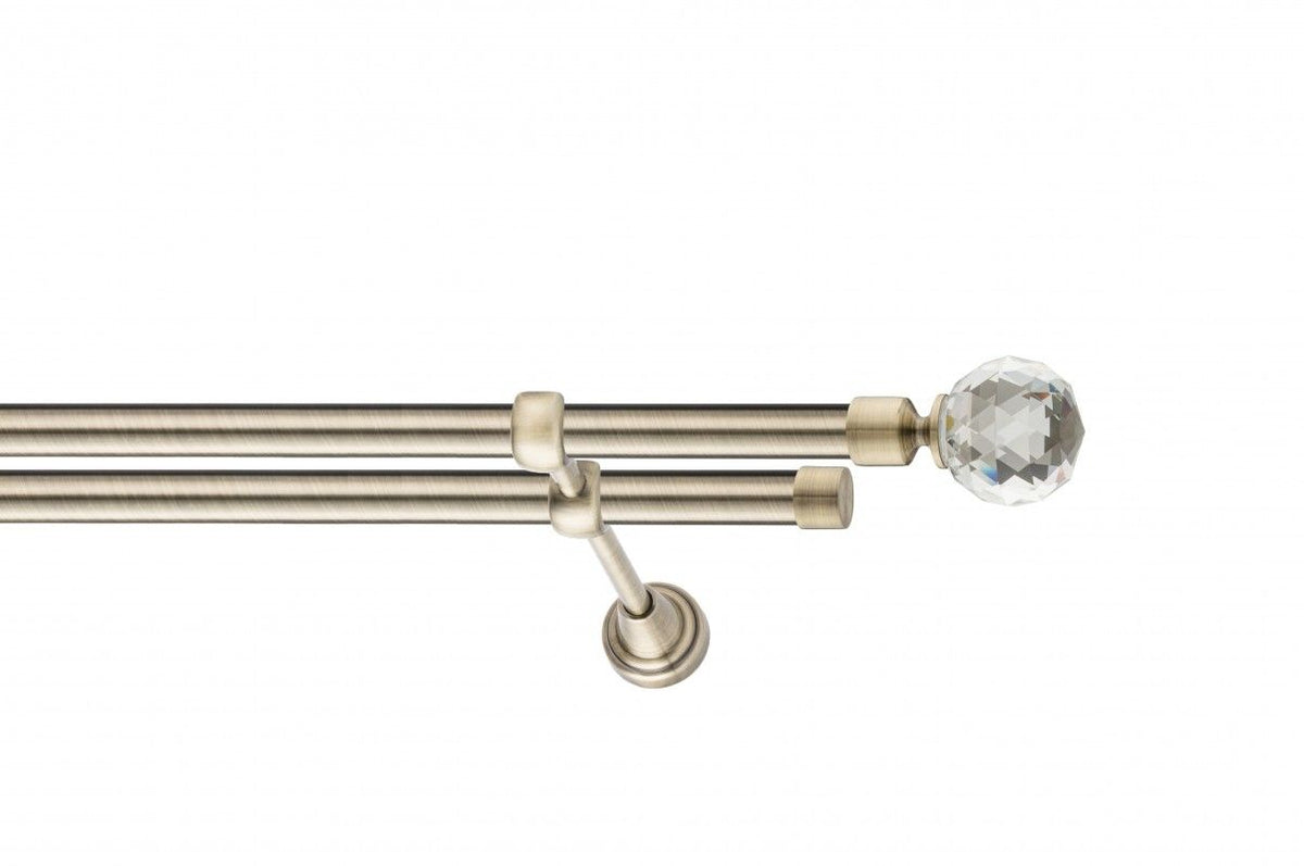 Galerie Metalică Cristal Rotund, dublă, clasic, fără inele, 19mm, antique brass (auriu antic)