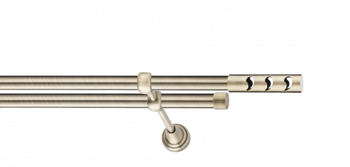 Galerie Metalică Drop, dublă, clasic, fără inele, 19mm, antique brass (auriu antic)