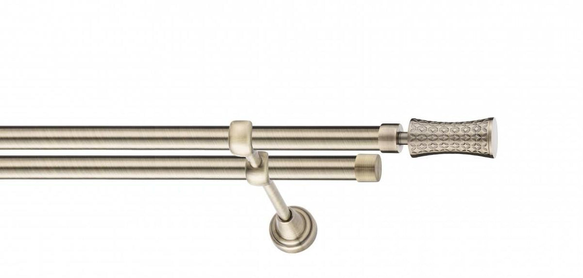 Galerie Metalică Jaris, dublă, clasic, fără inele, 19mm, antique brass (auriu antic)