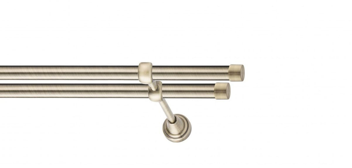 Galerie Metalică Luna, dublă, clasic, fără inele, 19mm, antique brass (auriu antic)