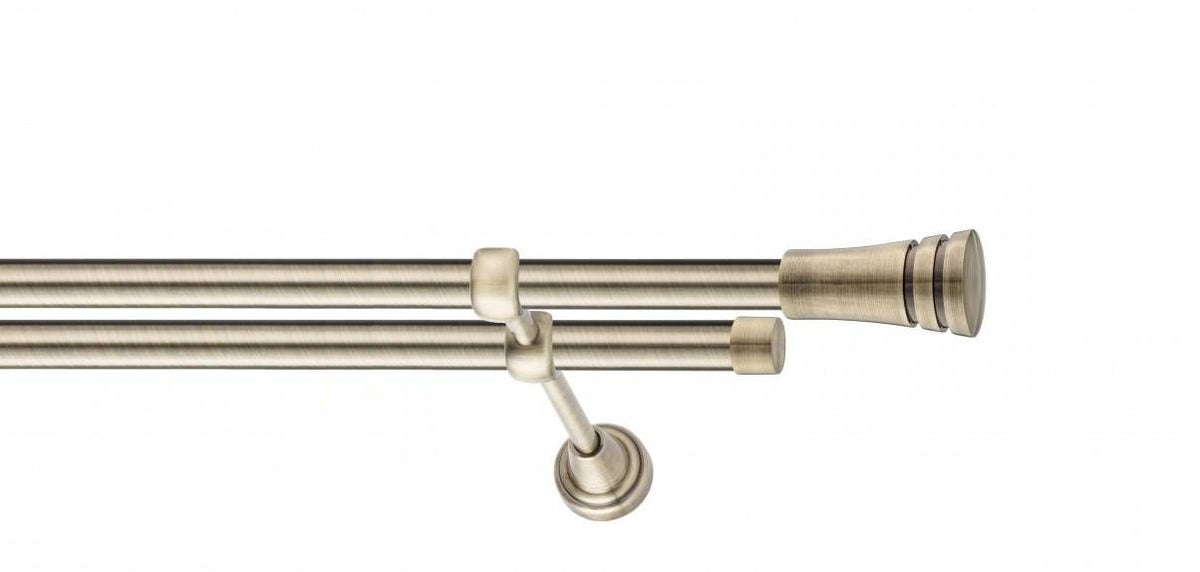 Galerie Metalică Paola, dublă, clasic, fără inele, 19mm, antique brass (auriu antic)
