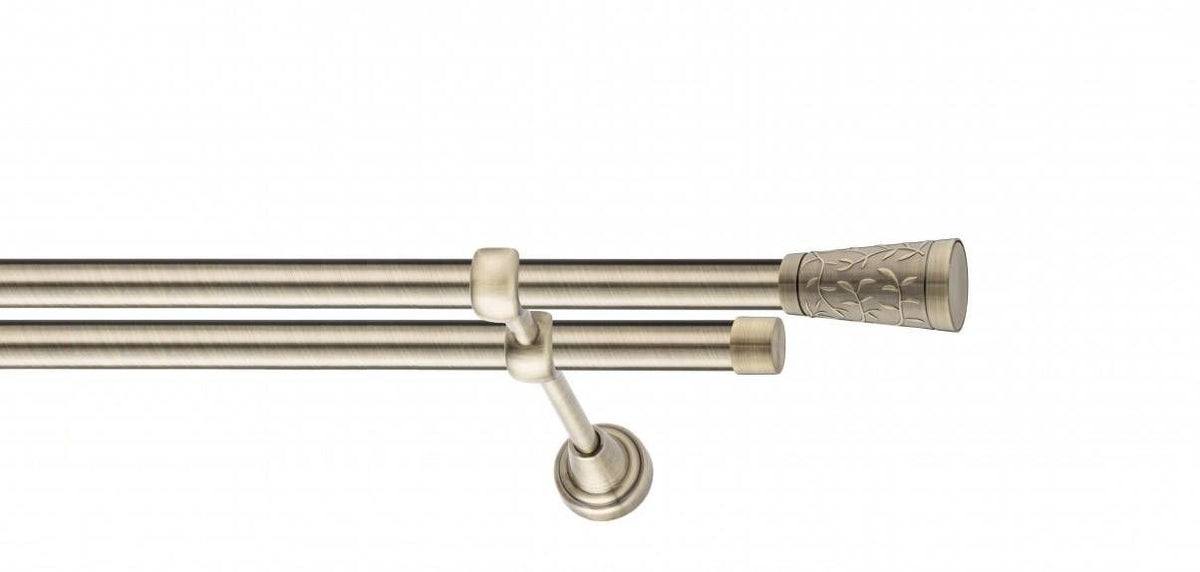 Galerie Metalică Sevilla, dublă, clasic, fără inele, 19mm, antique brass (auriu antic)