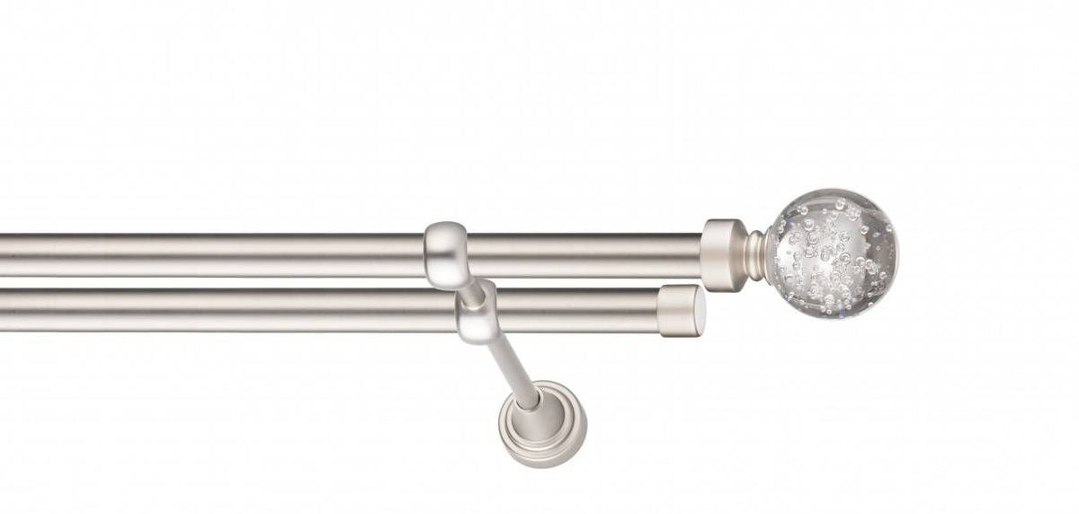 Galerie Metalică Buble, dublă, clasic, fără inele, 19mm, satin nichel (argintiu mat)