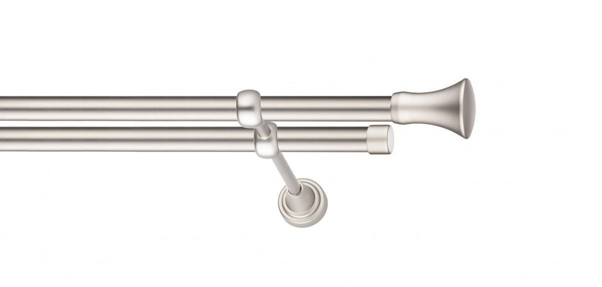 Galerie Metalică Monaco, dublă, clasic, fără inele, 19mm, satin nichel (argintiu mat)