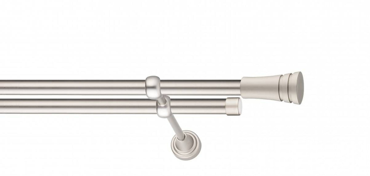 Galerie Metalică Paola, dublă, clasic, fără inele, 19mm, satin nichel (argintiu mat)