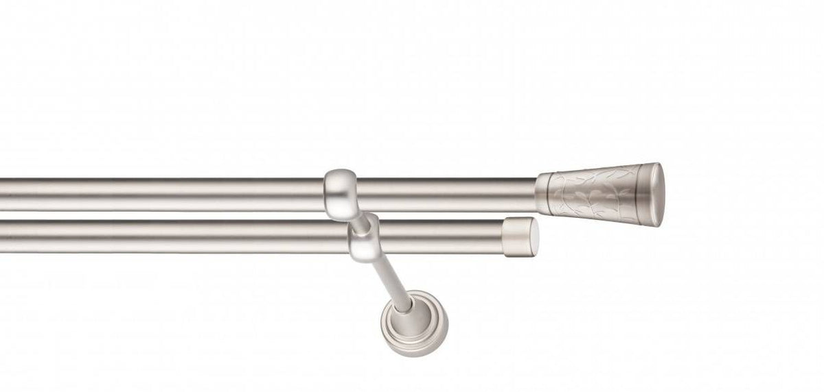 Galerie Metalică Sevilla, dublă, clasic, fără inele, 19mm, satin nichel (argintiu mat)