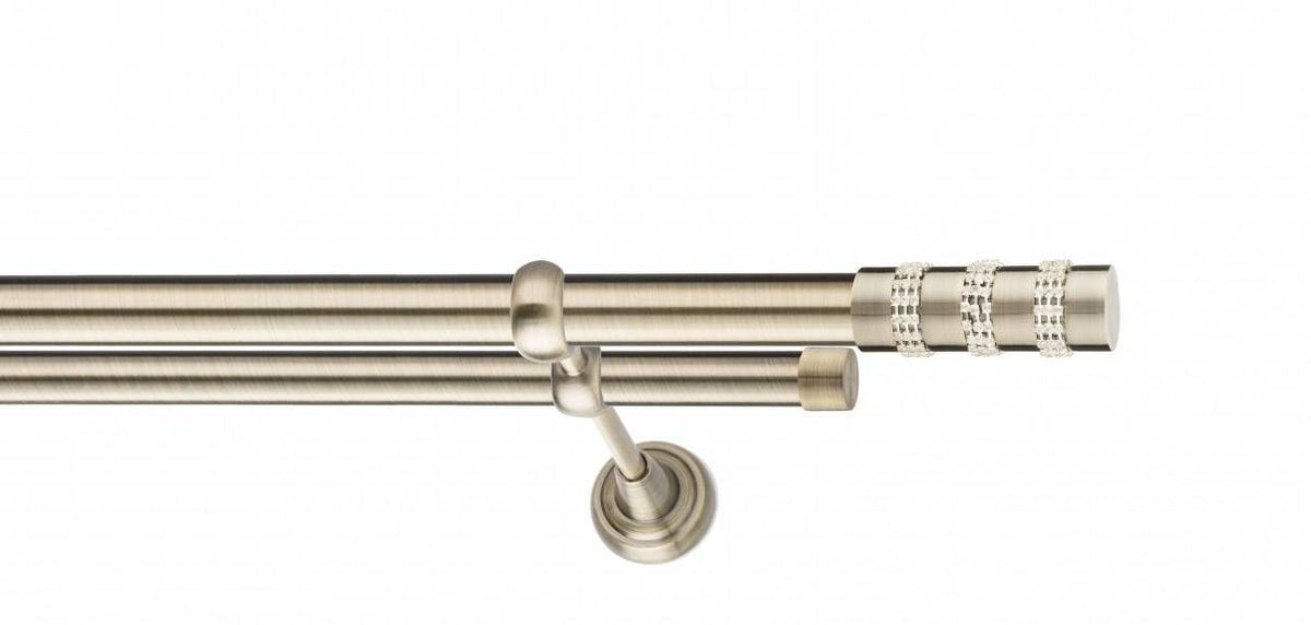 Galerie Metalică Amber, dublă, clasic, fără inele, 25mm, antique brass (auriu antic)
