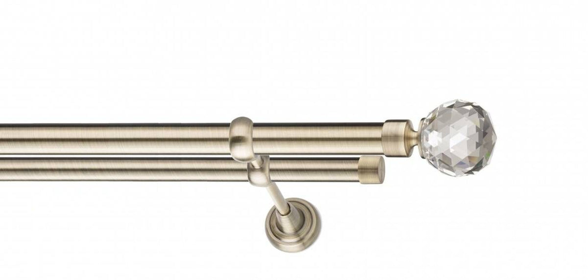 Galerie Metalică Cristal, dublă, clasic, fără inele, 25mm, antique brass (auriu antic)