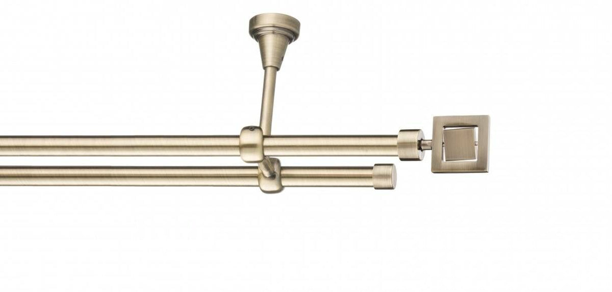 Galerie Metalică Saturn, dublă, de tavan, fără inele, 16mm, antique brass (auriu antic)