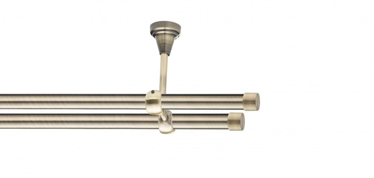 Galerie Metalică Luna, dublă, de tavan, fără inele, 19mm, antique brass (auriu antic)