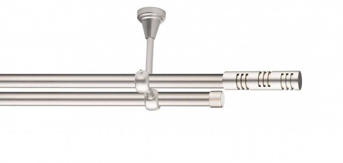 Galerie Metalică Elis, dublă, de tavan, fără inele, 19mm, satin nichel (argintiu mat)