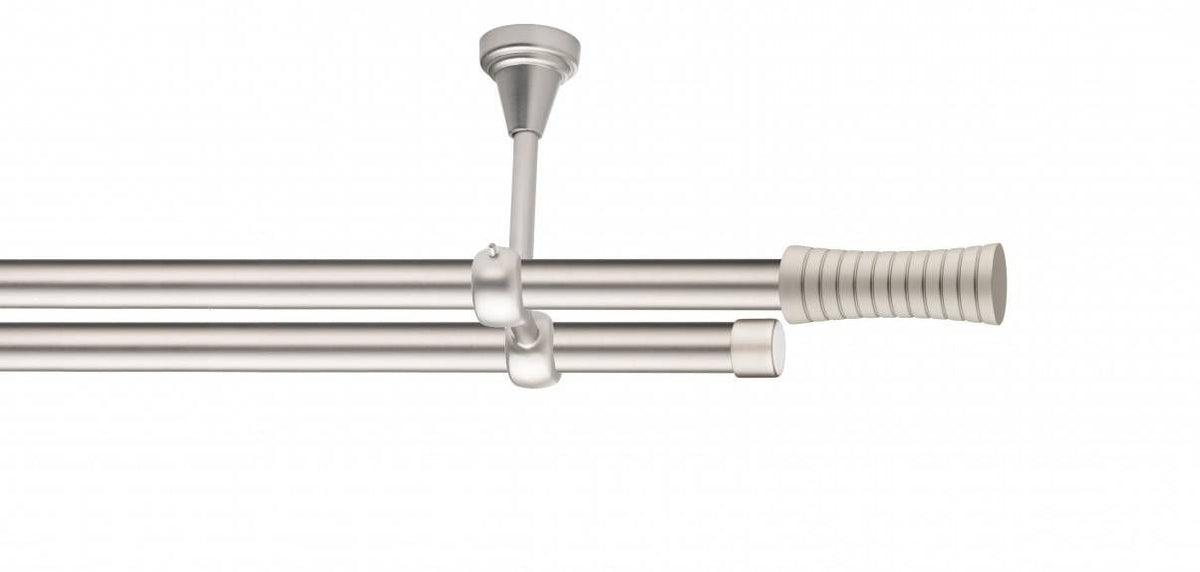 Galerie Metalică Febris, dublă, de tavan, fără inele, 19mm, satin nichel (argintiu mat)