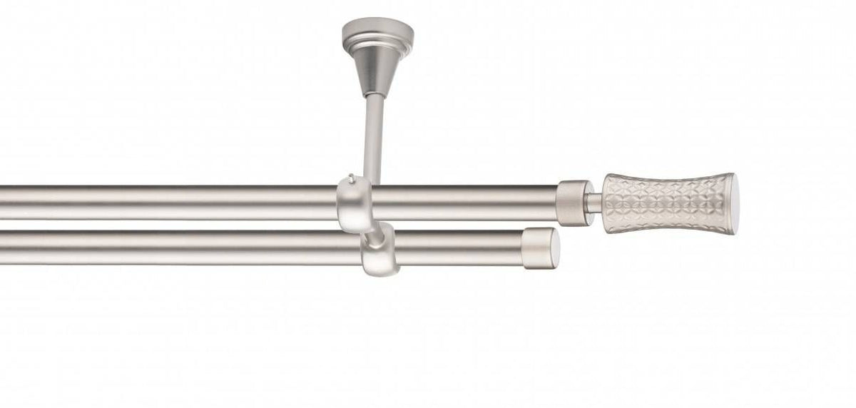 Galerie Metalică Jaris, dublă, de tavan, fără inele, 19mm, satin nichel (argintiu mat)