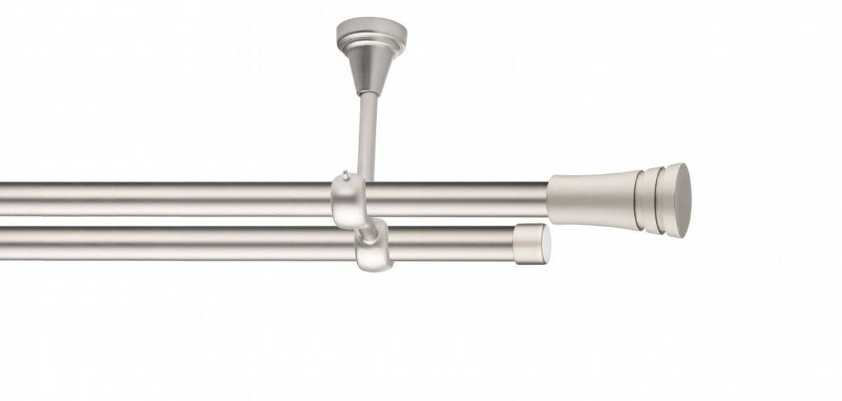 Galerie Metalică Paola, dublă, de tavan, fără inele, 19mm, satin nichel (argintiu mat)