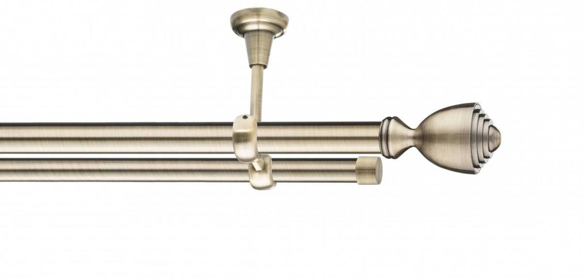 Galerie Metalică Avanti, dublă, de tavan, fără inele, 25mm, antique brass (auriu antic)
