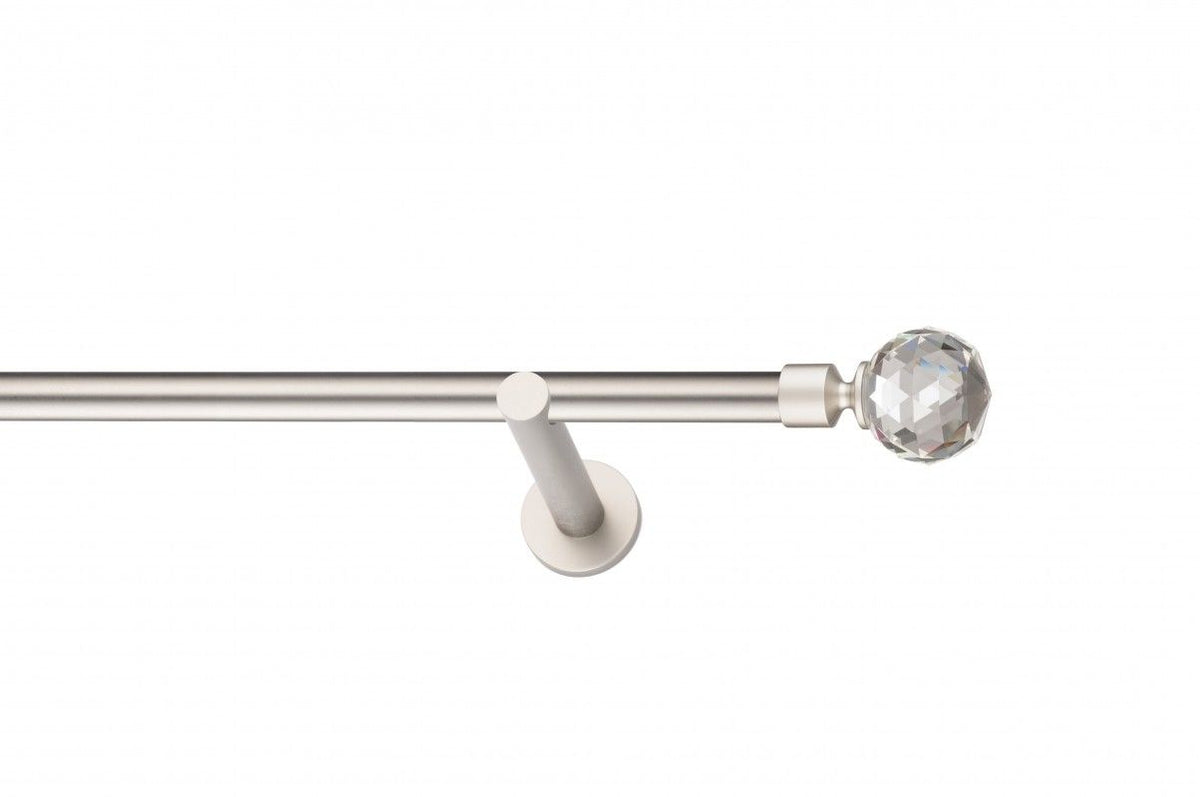 Galerie Metalică Cristal Rotund, simplă, modern, fără inele, 19mm, satin nichel (argintiu mat)