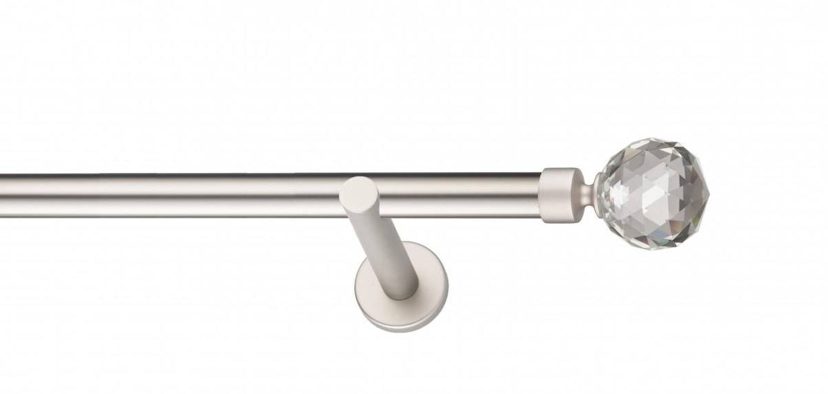 Galerie Metalică Cristal, simplă, modern, fără inele, 25mm, satin nichel (argintiu mat)
