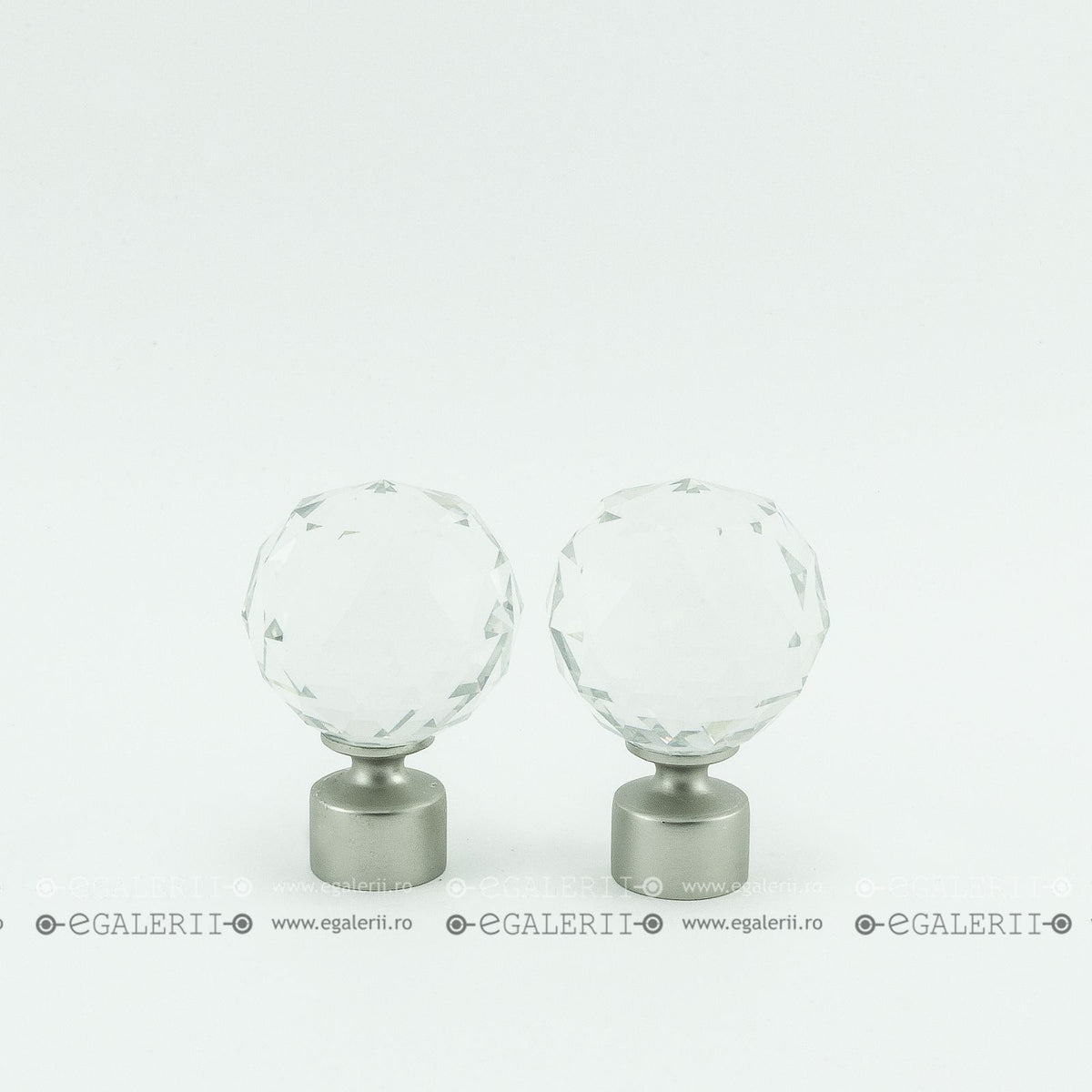 Ornament Rotund Cristal 25mm Satin nickel x 2 buc