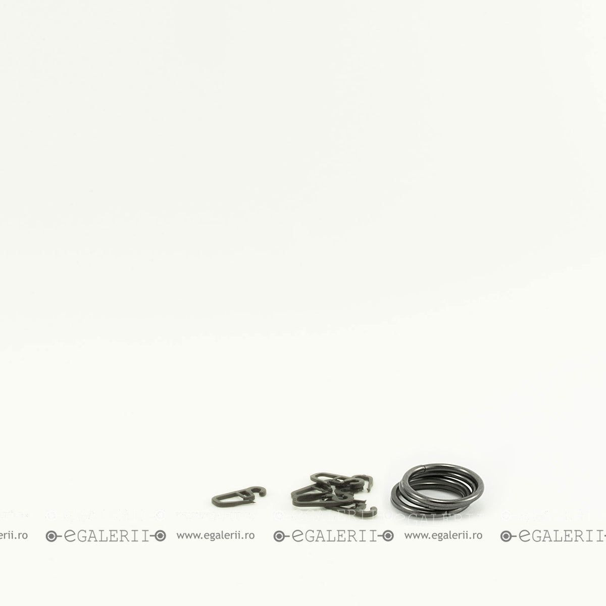 Inele din Metal cu carlige din plastic pentru bara de 19mm Black Nickel - set 10 buc