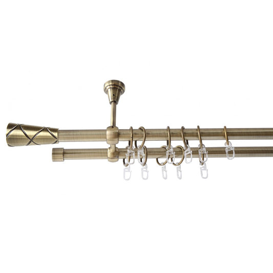 Galerie metalica Zeus dubla de tavan 19mm x 1.6m, antique brass (auriu antic)