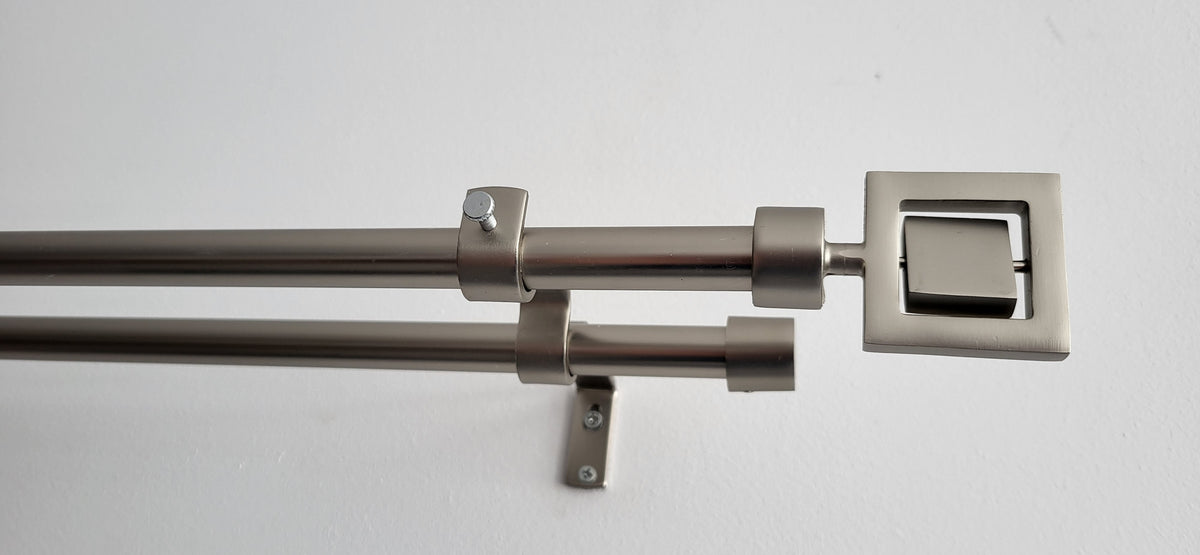 Galerie metalica Saturn, fara inele, dubla, basic, 16mm x 1.2m, satin nichel.
