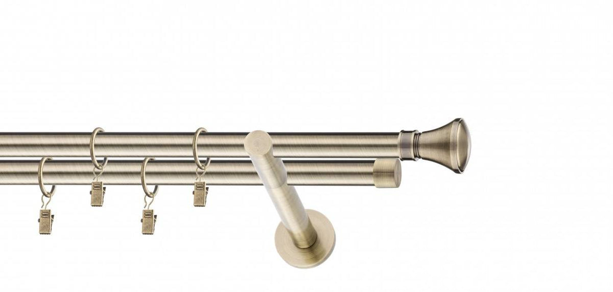Galerie metalica Conic dubla moderna 16mm x 1.6m, antique brass (auriu antic)