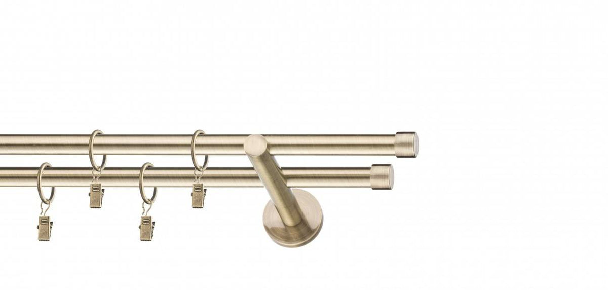 Galerie metalica Luna dubla moderna 16mm x 1.6m, antique brass (auriu antic)