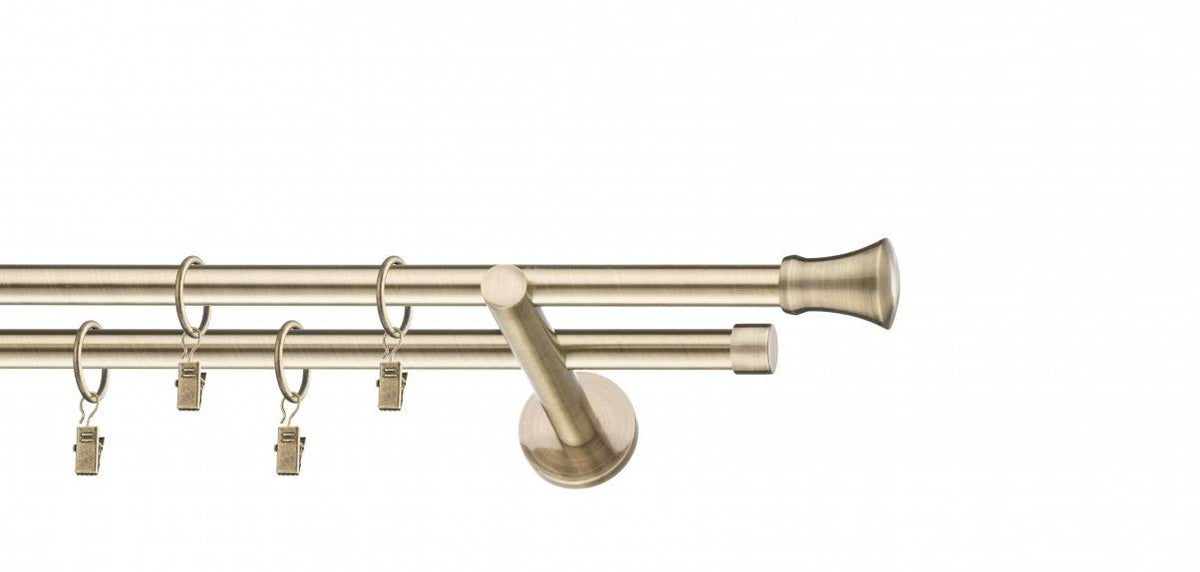 Galerie metalica Monaco dubla moderna 16mm x 1.6m, antique brass (auriu antic)