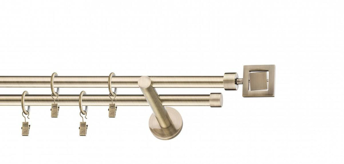 Galerie metalica Saturn dubla moderna 16mm x 1.6m, antique brass (auriu antic)