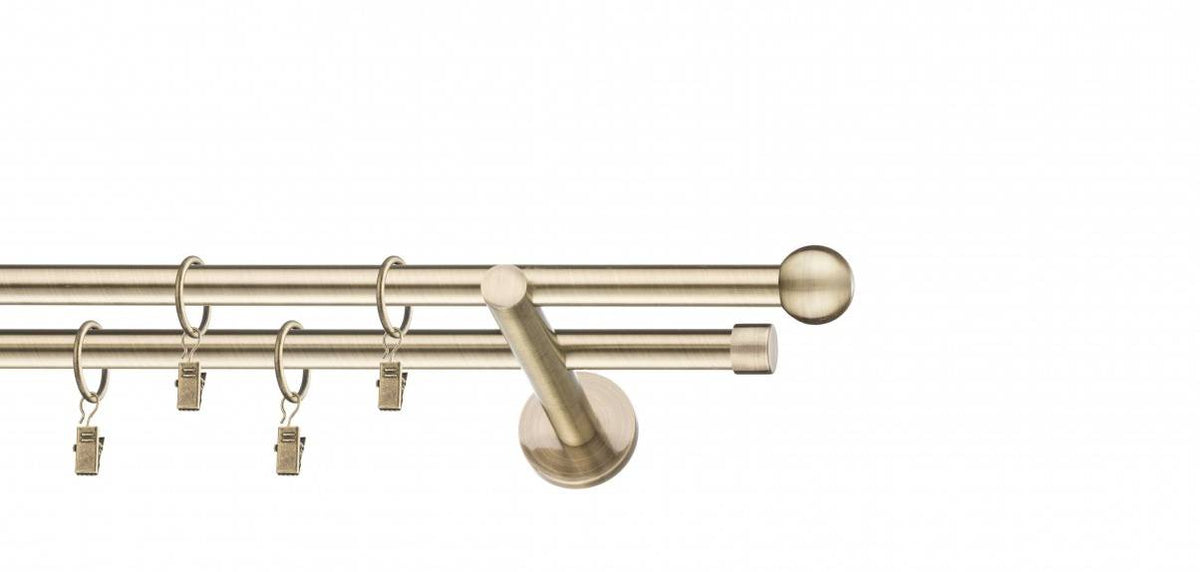 Galerie metalica Terra dubla moderna 16mm x 1.6m, antique brass (auriu antic)